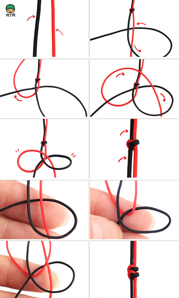 二根绳子的编法图片