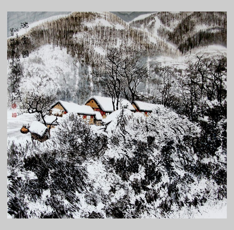 孙奇成画家《 辽东秋冬 边地山水 》