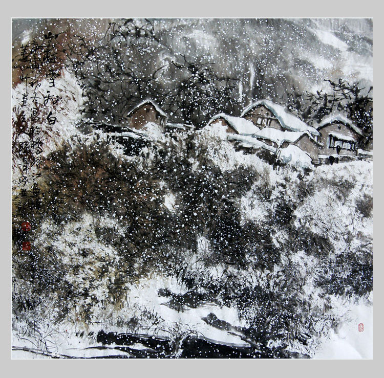 孙奇成画家《 辽东秋冬 边地山水 》