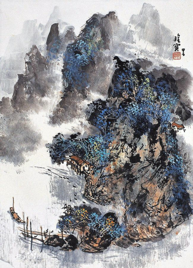 岭南秀色王维宝水墨山水画