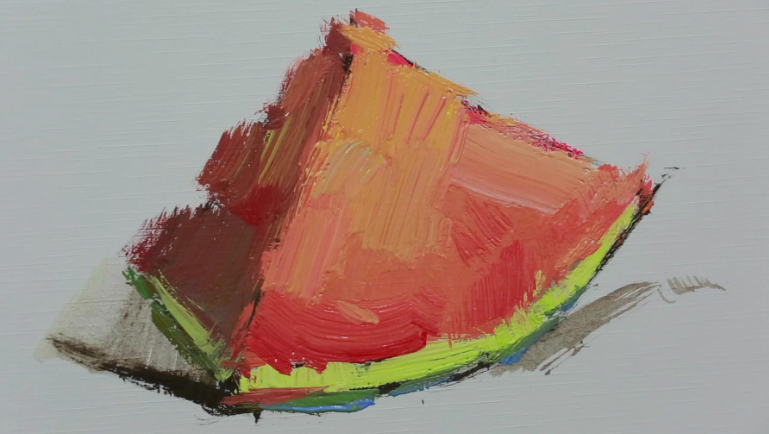 色彩静物中单片西瓜怎么画如何调色