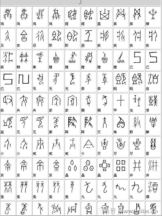 甲骨文识读对照表