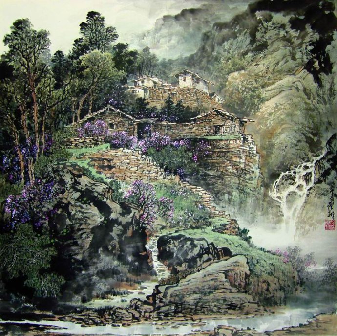 四川成都施云翔彩墨山水作品