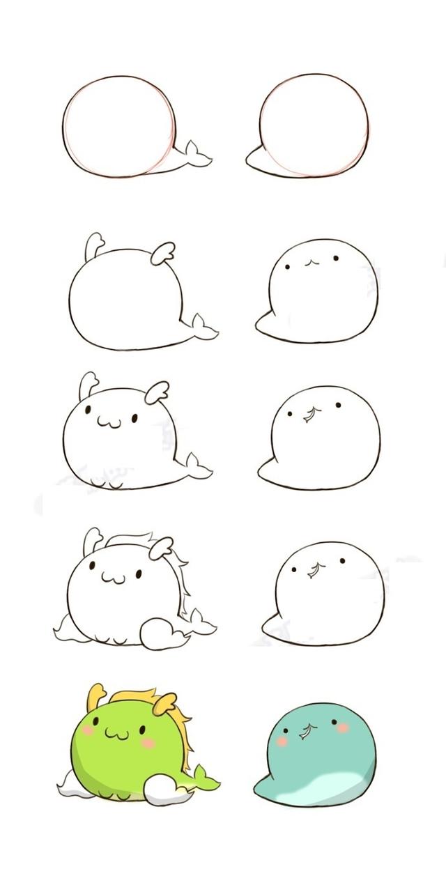 简笔画素材教你画一堆圆滚滚十二生肖小动物画起来吧