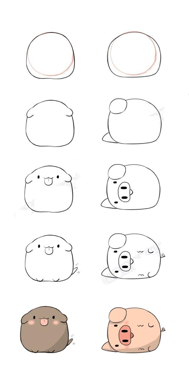 简笔画素材教你画一堆圆滚滚十二生肖小动物画起来吧