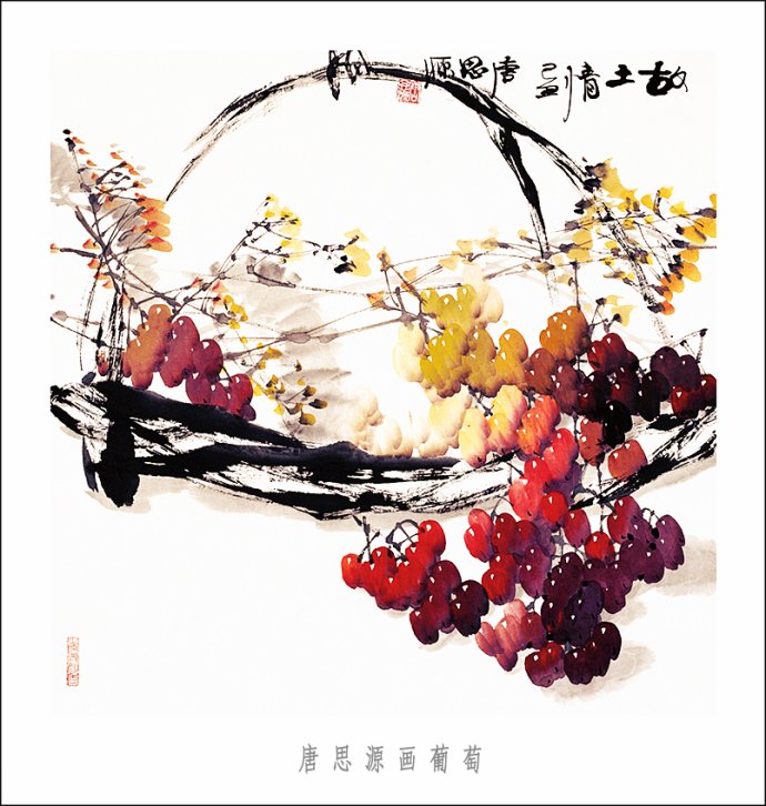 唐思源的葡萄晶莹透亮,绚丽多彩,紫中带红,红中间粉,粉中含绿,绿中透