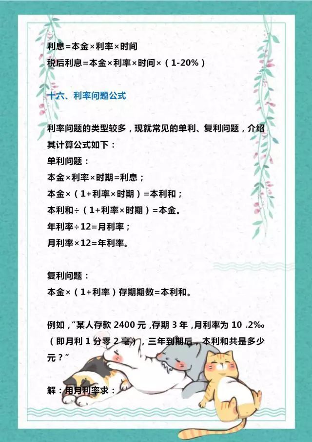 小学数学万能公式表